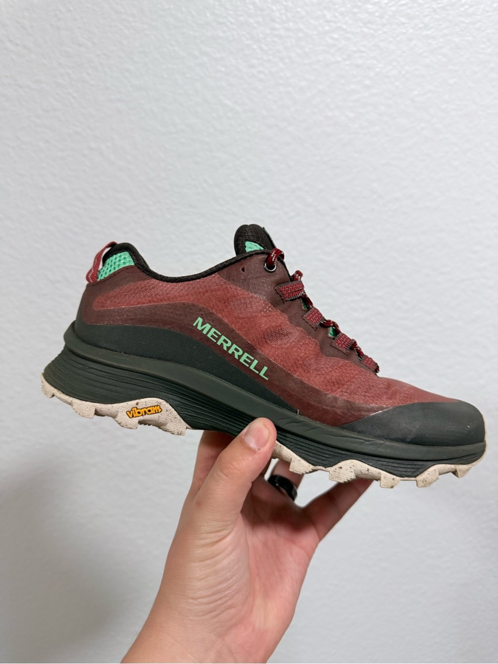 Merrell Men's Burgundy Trail Shoe with Teal Accents